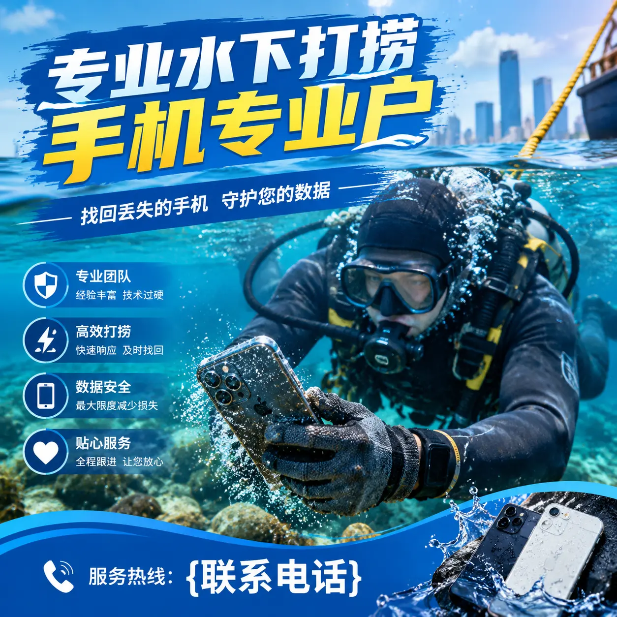 卓尼专业水下打捞手机专业户