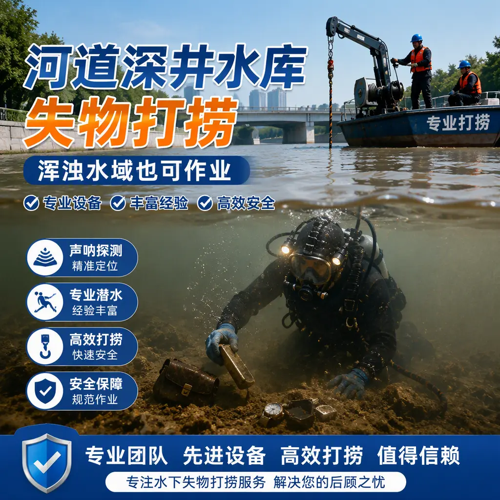 河道深井水库失物打捞，浑浊水域也可作业卓尼