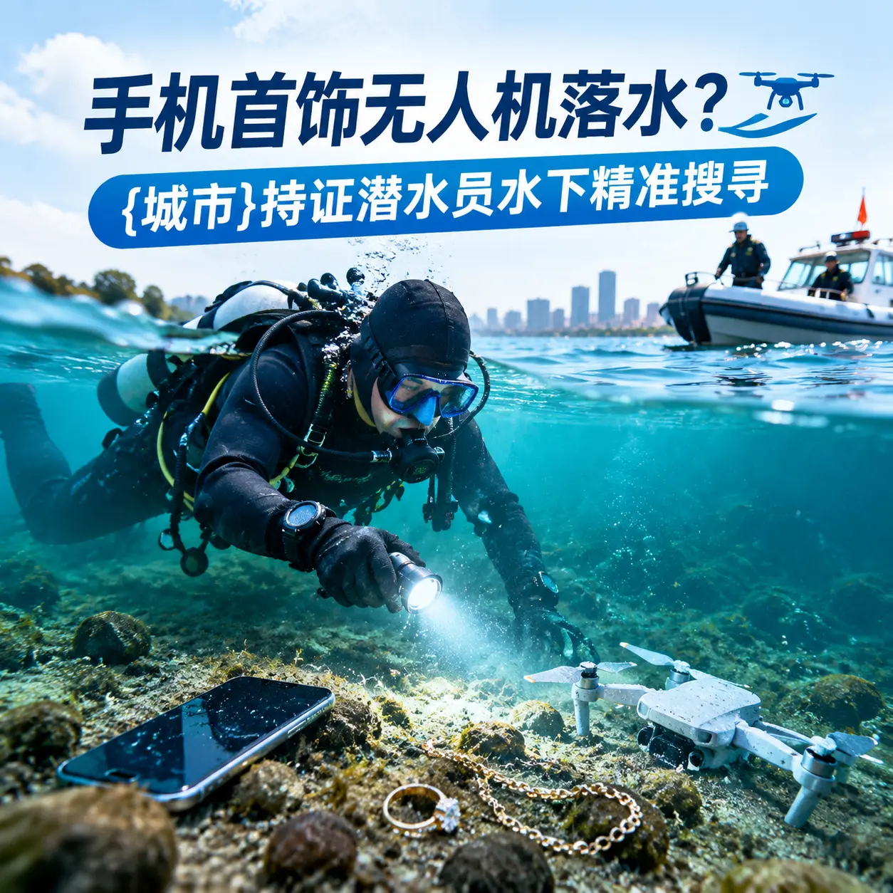 手机首饰无人机落水？卓尼持证潜水员水下精准搜寻